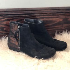 Dansko Otis Black Suede Shimmer Leather Bootie